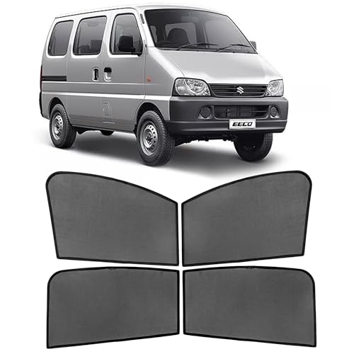 Image of AutoStory Custom Fit Black Mesh Car Sunshade for Maruti Eeco | UV & Heat Protection Car Window Curtains | Privacy Car Sun Shade | Breathable Vehicle Specific Side Window Shades
