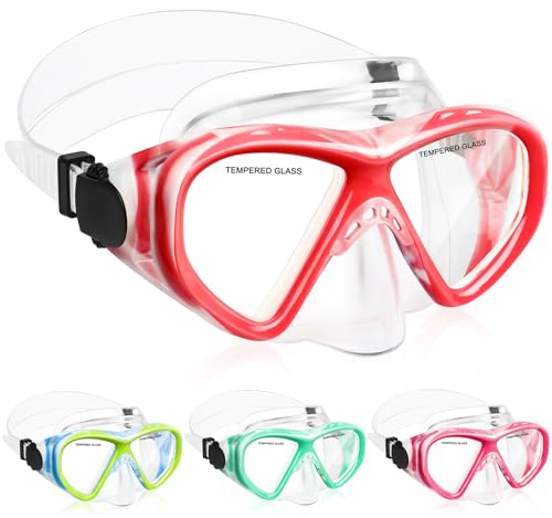 Image of Kids Swim Goggles Snorkel Diving Mask for Boys Girls Ages 5-15, Two-Color Anti-Fog Swimming Goggles with Nose Cover