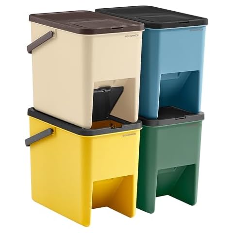 SONGMICS 4-Set Stackable Recycling Bins Cover