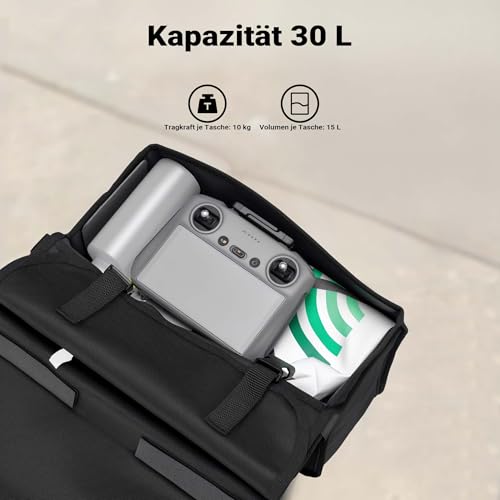 Wiltec Doppel Gepäckträgertasche 35 x 13 x 30 cm, Fahrradtasche Gepäckträger 30 l Stauraum, wasserresistente Fahrrad Tasche, Gepäcktasche leichte Handhabung