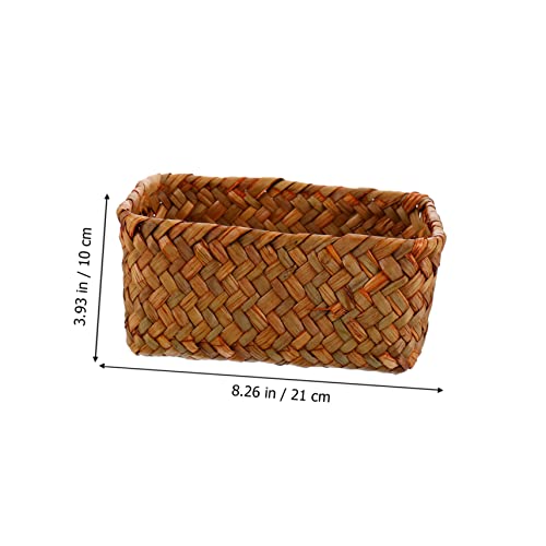 Image of Outanaya Hand-woven Storage Basket Rectangular Woven Organizer for Living Room and Kitchen Natural Seagrass Material Multi-functional Home Storage Solution for Fruit and Bread