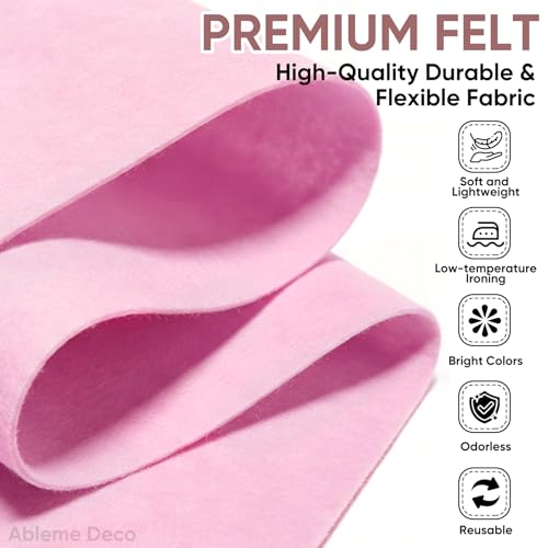 Image of Light Pink Soft Felt Fabric Sheet 18 inch x 36 inch, 1.6mm Acrylic Craft Felt | Soft Thick Felt by The Yard, Large Precut Sheet, Nonwoven Fabric for Sewing DIY Crafts, Classroom & Home Decor