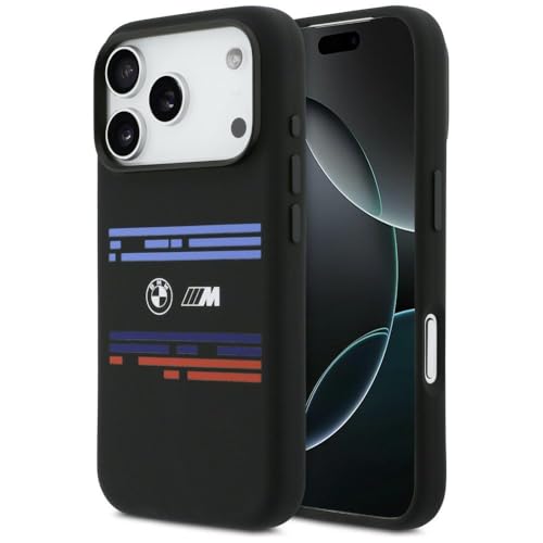 CG MOBILE BMW M Bande horizontale en silicone compatible avec coque MagSafe pour iPhone 17 Pro (Noir)