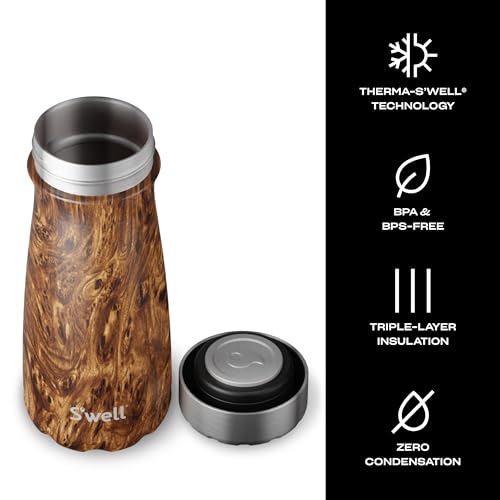 S'well Stainless Steel Traveler - 16 Fl Oz - Teakwood Termo de Acero Inoxidable miniatura 3