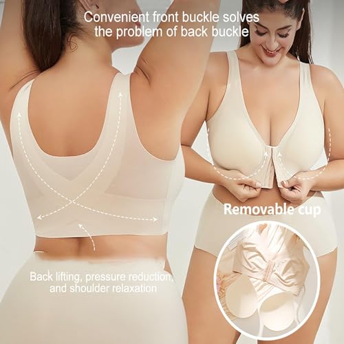 Lyzlook Bras,Lyzlook Bras Front Closure, Lunahug Seamless Front Buckle Cross Back Shaping Bra2