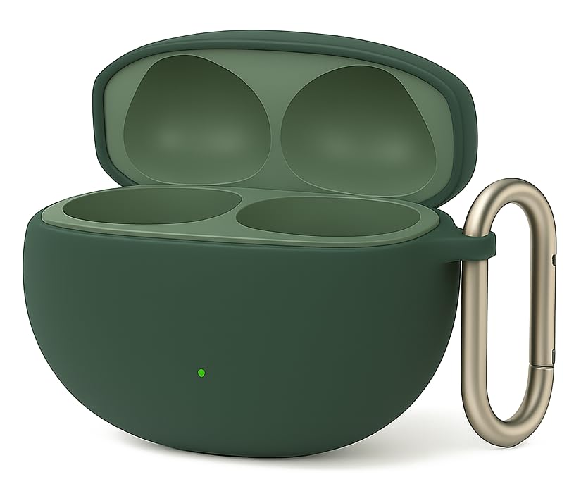 Image of Silicone Case Cover for OnePlus Buds 4 with Heavy Duty Carabiner (Dark Green)