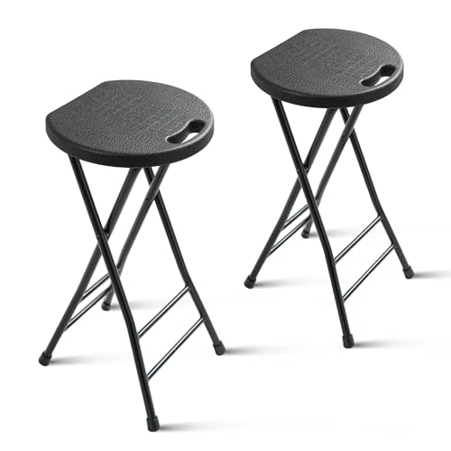 Image of COOZMENT 24-Inch Folding Stool with Handle, Folding Bar Stool with Non-Slip Feet,Folding Chair,Indoor and Outdoor Foldable Stool for Adults,500 lbs Capacity,Kitchen,Game Room(13 inchx11.5 inchx24 inch)