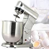Teigknetmaschine, Standmixer zum Backen, elektrischer Küchenmixer mit Rührbesen, Knethaken und Schneebesen, Haushalts-Küchenmaschine, 5-Liter-/10-Liter-Rührschüssel aus Edelstahl, 3 Geschwin