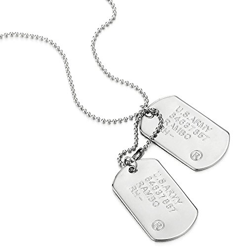 COOLSTEELANDBEYOND Classic Two-Pieces Mens Military Army Dog Tag Pendant Necklace with Ball Chain3