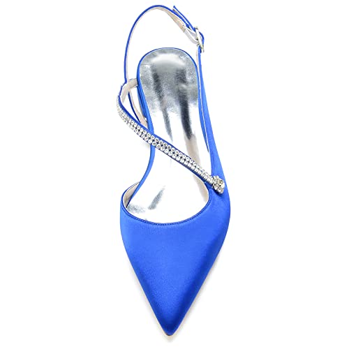 Women's Pointed Toe Beaded Satin Wedding Flats for Bride Comfortable White Bridal Shoes with Ankle Strap Prom Party Shoes Pumps2