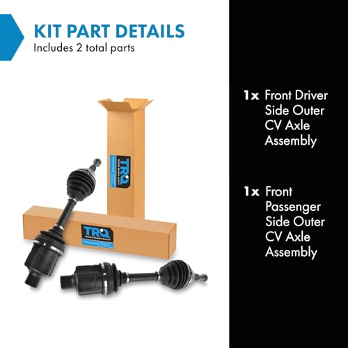 Image of TRQ Front Driver and Passenger Side CV Axle Assembly Set 2 Piece Compatible with 2002-2005 Dodge Ram 1500 4WD