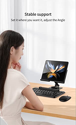Shieid Galaxy Z Fold 4 Stand, 360°Rotate Pos Tablet Stand, Zip Pull Out, Lntegrated Folding Design Set [Folding Bracket/Keyboard/Mouse/Capacitor Pen] Stand Fits Galaxy Z Fold4/Fold3, Black #TOP3