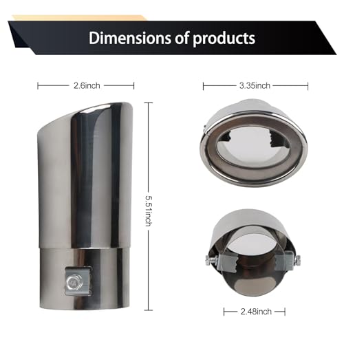 Ugshy UG90 1 Pc Car Tail Throat Exhaust Pipe, 5.5In X 2.5In Metal Vehicle Modification Muffler Tailpipe, Universal Durable Straight Automotive Tail Pipe Accessories thumb #1