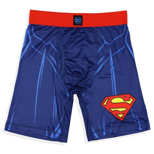 INTIMO DC Comics Superman-Boxershorts, Anzug und S-Shield-Logo, eng anliegende Passform für Erwachsene, Mehrfarbig, Medium