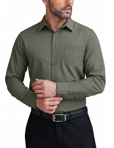 COOFANDY Mens Slim Fit Dress Shirt Business Casual Shirt Button Down Shirt with Pocket Army Green S : Clothing, Shoes & Jewelry