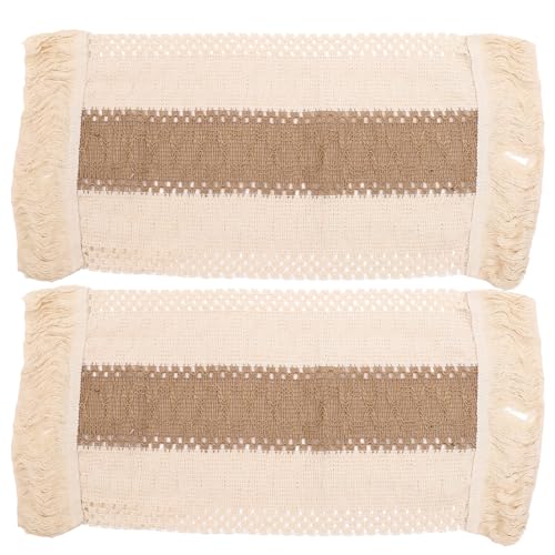 Kichvoe 2 Piezas Mantel Individual De Mesa Mantel De Mantel Individual De Yute y Algodón Manteles Individuales De Macramé Camino De Mesa De Macramé Rural Sabana De Algodon Agarradera