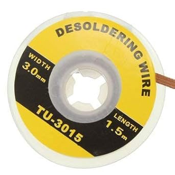 Global Statclean Systems 1 Piece De-Soldering Wick Cum De-Soldering Braid Solder Remover Copper Wick Spool Wire Cable Size - [W = 3 mm, L = 1.5 m] pack of 2 pcs