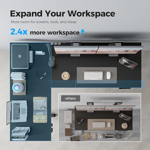 Image of Agilestic L Shaped Standing Desk 63 inch Adjustable Height, Electric Corner Standing Desk, Sit Stand Computer Table with Splice Board, Black