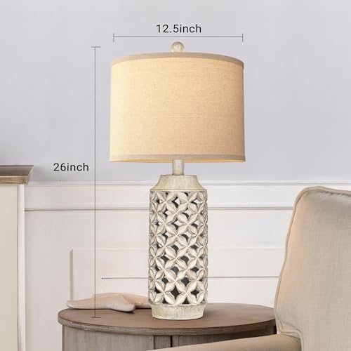 Partphoner STR-DL-0039 26 Inch High Table Lamp Set Of 2, Distressed Geometric Four-Leaf Clover Cutout Table Lamps thumb #2