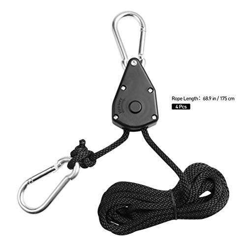 Cabides de luz de cultivo ULTECHVO de 1/8 polegada, resistente e ajustável, cabide de corda para ilu