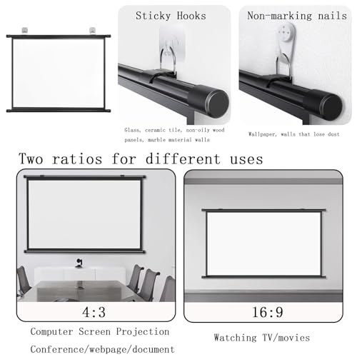 Pantalla Manual Portátil 72 Pulgadas 4:3 para Proyector miniatura 6