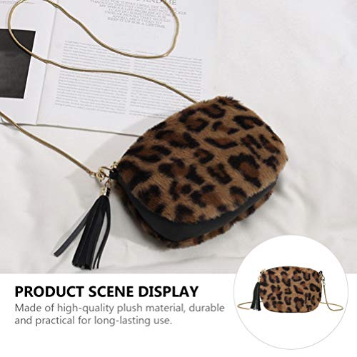 KESYOO Bolsa de Ombro de Pelúcia Feminina Bolsa Embreagem Alça de Corrente de Metal Bolsa de Padrão