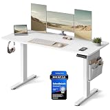 SONGMICS Höhenverstellbarer Schreibtisch elektrisch, 140 x 60 cm, stufenlos verstellbar, Memory-Funktion mit 4 Höhen, für Büro, wolkenweiß LSD134W01