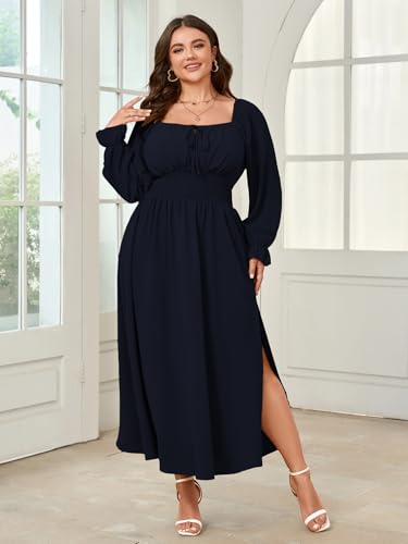 Image of SHESTARR Women's Plus Size Dress Long Sleeve Milkmaid Dress