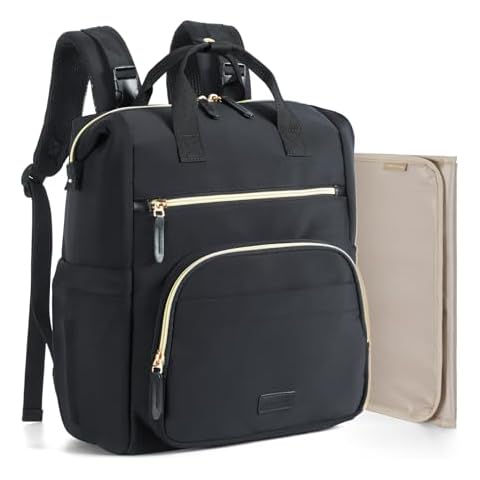 mommore Neoprene Diaper Bag Backpack Small Lightweight Baby Diaper Bags Water Resistant Diaper Backpack for Boys Girls Newborn with Changing Pad, Stroller Straps Cover