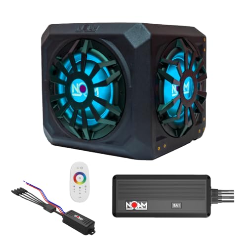 NOAM 10” RGB Subwoofer with 300W RMS Amplifier, LED Lights – Marine & UTV Waterproof Sub System, Deep Bass Audio for Boats, Golf Carts & Side-by-Sides