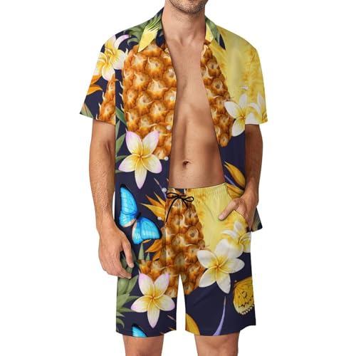 Chemise Hawaïenne Homme Légère 2 Pièces avec Pantalon de Plage Fluide Taille S