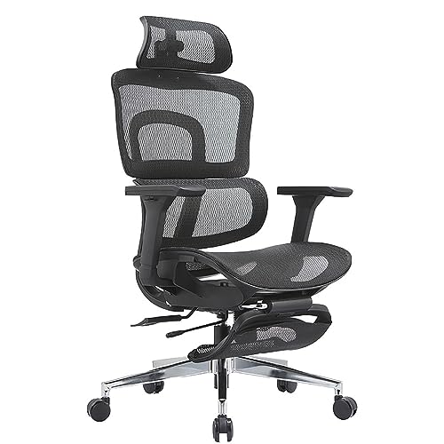 Silla ergonómica para computadora de respaldo alto, silla de escritorio ajustable con asiento de carreras con giratorio, silla de oficina con ruedas para espacios pequeños, comodidad y estilo para el