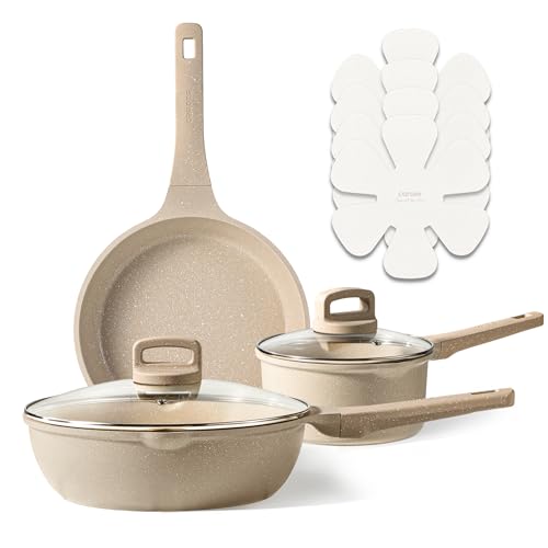 Comparison: Top Rated Kitchen Pan Set 5 CAROTE 10Pcs Pots and Pans Set Nonstick, Induction Cookware Sets, NonStick Cooking Set, Kitchen Pots and Pans Set with Stay-Cool Handles, PFOA Free