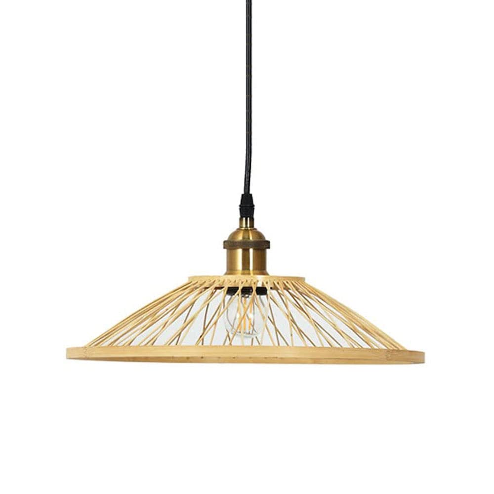 Lustre en bambou d'art tissé main et suspension E27 style chinois