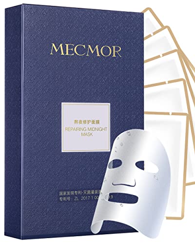 MECMOR Hydrating Facial Treatment Mask Instant Moisturizing Brightening Collagen Natural Cica Plant Hyaluronic Acid Peptide for Dry Oily Sensitive Acne Skin, Soothing Nourishing Facial Face Sheet Masks Anti-aging Anti-acne, Unscented Paraben Free Cru