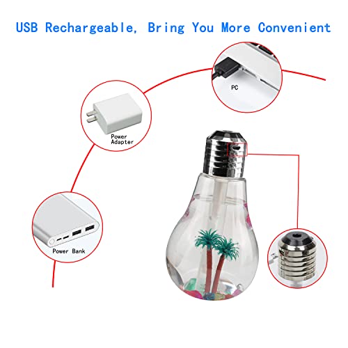 Chunghop Usb Air Humidifier Bulb With 7 Colors Lamp Shape Decorative Lights Diffuser Purifier Atomizer With Colorful Led Night Light For Office Desk Bedroom Living Room Home Decor  thumb #2