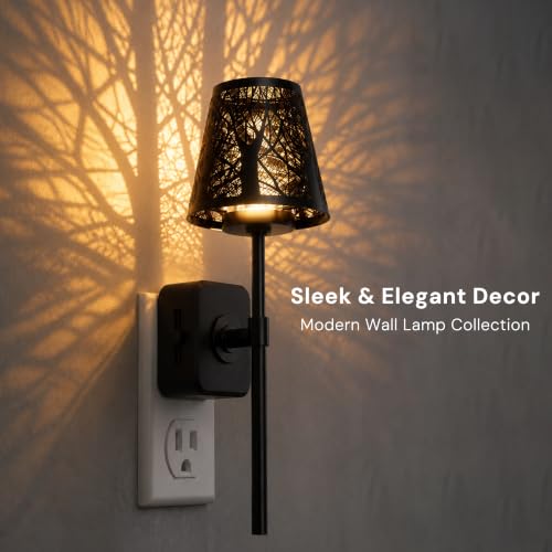 Image of L LOHAS LED Night Lights Plug into Wall, Decor Metal Crafted Night Light | 2 Pack Dusk to Dawn Sensor Vintage Nightlight, 0-100LM Dimmable, for Bedroom Living Room Hallway