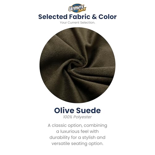 Image of ULTIMATE SACK 5ft Bean Bag Chair, Oversize Bean Bag Chair for Adults, Comfy Chair Bean Bag Couch Lounge Sofa Loveseat Furniture | Olive Suede