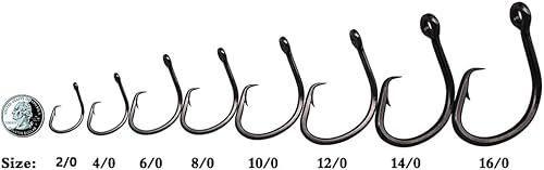 Miniatura 3 de Gancho de cebo vivo resistente para agua salada, tamaño 10-240 gancho de caza grande, ganchos de pesca de tiburón, revestimiento de níquel negro
