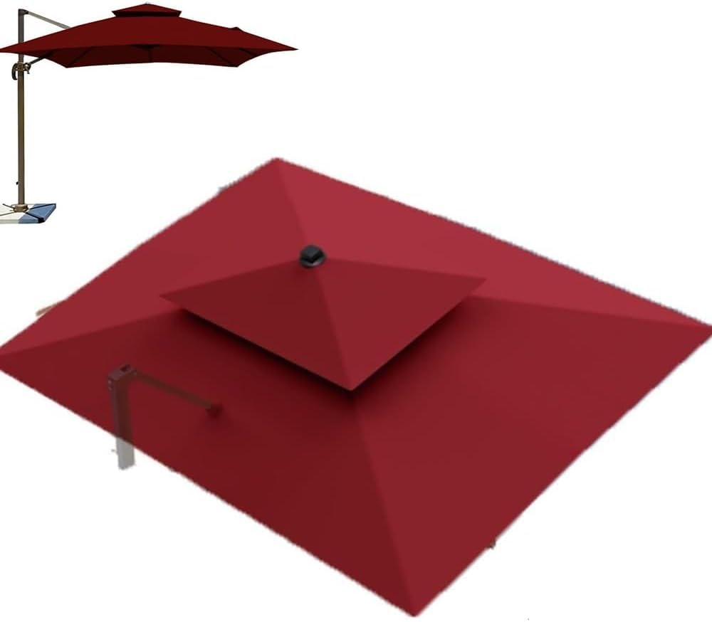 Toile parasol déporté 3x4 m double top de qualité supérieure anti-UV burgundy