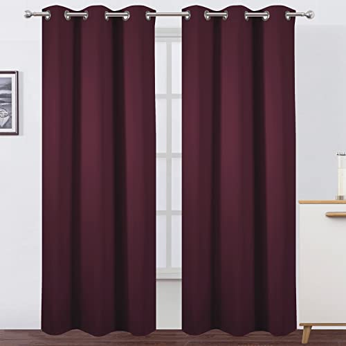 Image of LEMOMO Burgundy Red Thermal Blackout Curtains /42 x 84 Inch /Set of 2 Panels Room Darkening Curtains for Bedroom