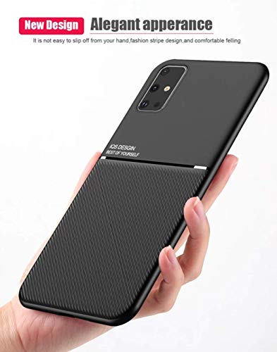 Image of MOBITUSSION Carbon Pattern Shockproof PU Material Semi Flexible Back Case Compatible with Samsung M31s (Black)