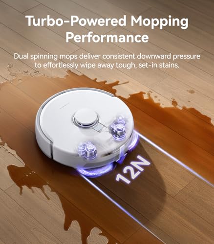 Image of NARWAL Freo Z10 Turbo Robot Vacuum and Mop Combo, 25000Pa Suction, Edge-to-Edge Cleaning, Tangle-Free for Pet Hair, Auto Mop Wash, Smart Avoidance, Self-Emptying, for Carpet & Hard Floors, White