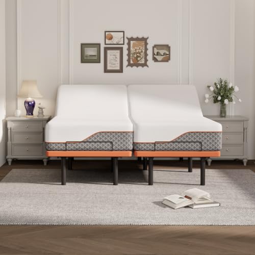 Image of ESHINE Split King Adjustable Bed Frame with 12 inch Mattress, Wireless Remote | Memory Foam Hybrid Mattress(Medium), Zero Gravity, 5 Minutes Installation, APP Control, Head and Foot Incline, 2000 Series