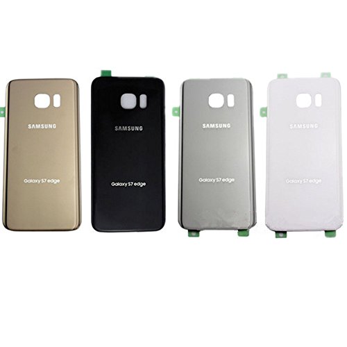 Replacement Battery Door Back Cover Glass Housing Case Camera Cover Lens Battery Door Adhesive for Samsung Galaxy S7 Edge G935 with 2 Logos (Gold)