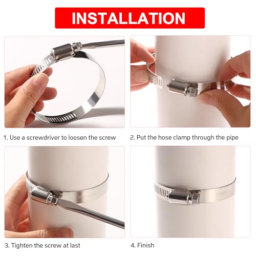 YIXISI 5 PCS 52-76 mm Hose Clips, 304 Stainless Steel Hose Clips, Adjustable Hose Clamps, Jubilee Clip, for Hose Pipe Tube - Image 4