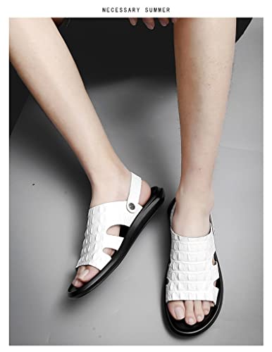 Leather Sandals Men Cowhide Slippers Anti-skid Beach Shoes White Sandals Sneakers3