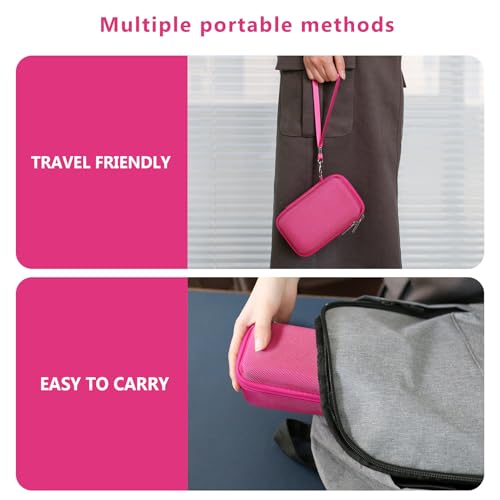 Image of Carrying Case for Sony RX100 VII / RX100 VI / RX100 V / RX100 IV / RX100 III Premium Compact Camera, Storage Holder Travel Bag with Zipper Mesh Pocket for Charging Cable, USB Card, Rosered