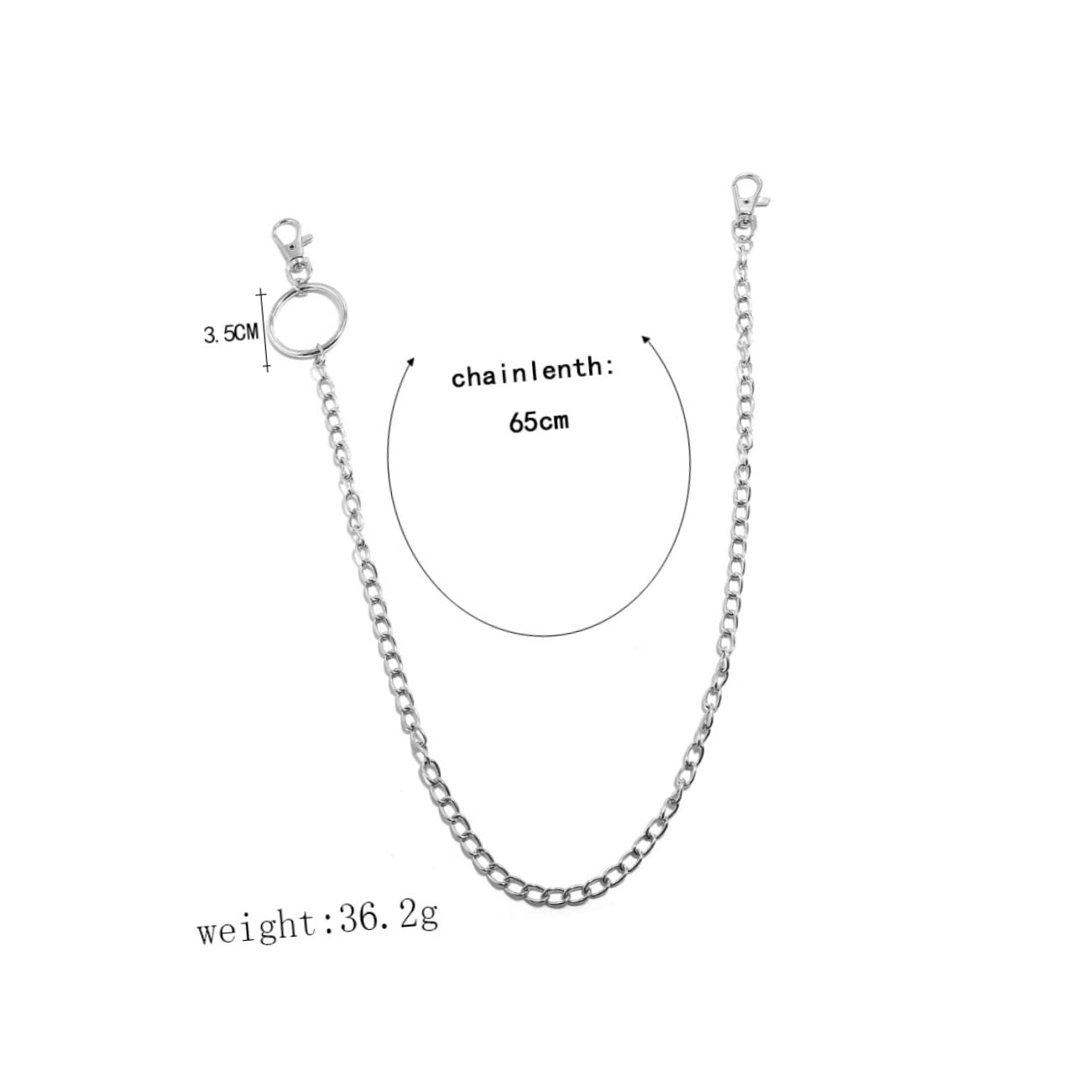 WOFASHPURET 3pcs Punk Style Pants Chains for Jeans Decorative Chain Accessories for Men Women Multi Trousers Gothic Fashion