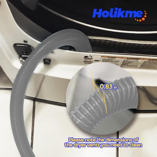 Image of Holikme Dryer Vent Cleaner Kit, Vacuum Hose Attachment, 2-Piece, Gray
